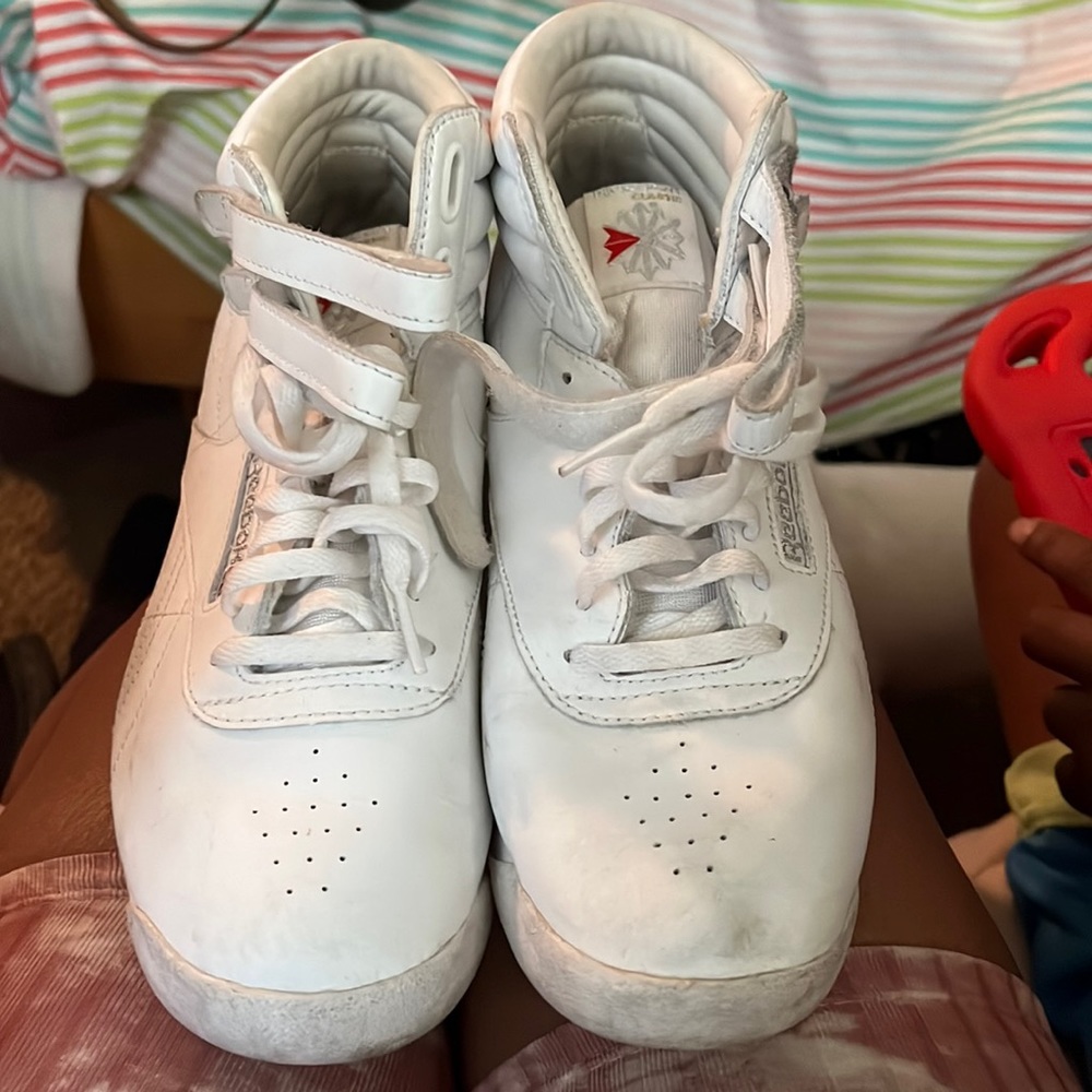 White classic high top Reeboks 3 pairs available sold once